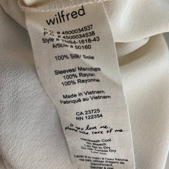 Aritzia Wilfred Blouse Top Long Sleeve Slit open back Silk Cropped Black XS - Picture 11 of 15